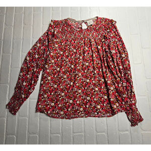 Knox Rose Floral Blouse Top, Size Large